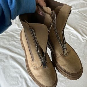 Beige combat boots